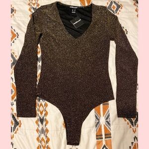 Charlotte Russe Black Gold Bodysuit